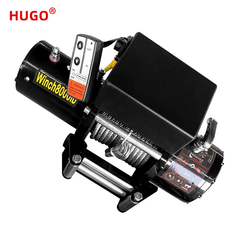 HUGO Brand Vehicle Mounted Winch 2000IBS 12V/24V Off-Road Self Rescue Hoist Lifting  Electric Winch