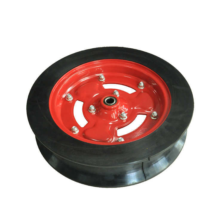 OEM high quality hollowed-out steel rim seeder 340x80mm planter firming wheel