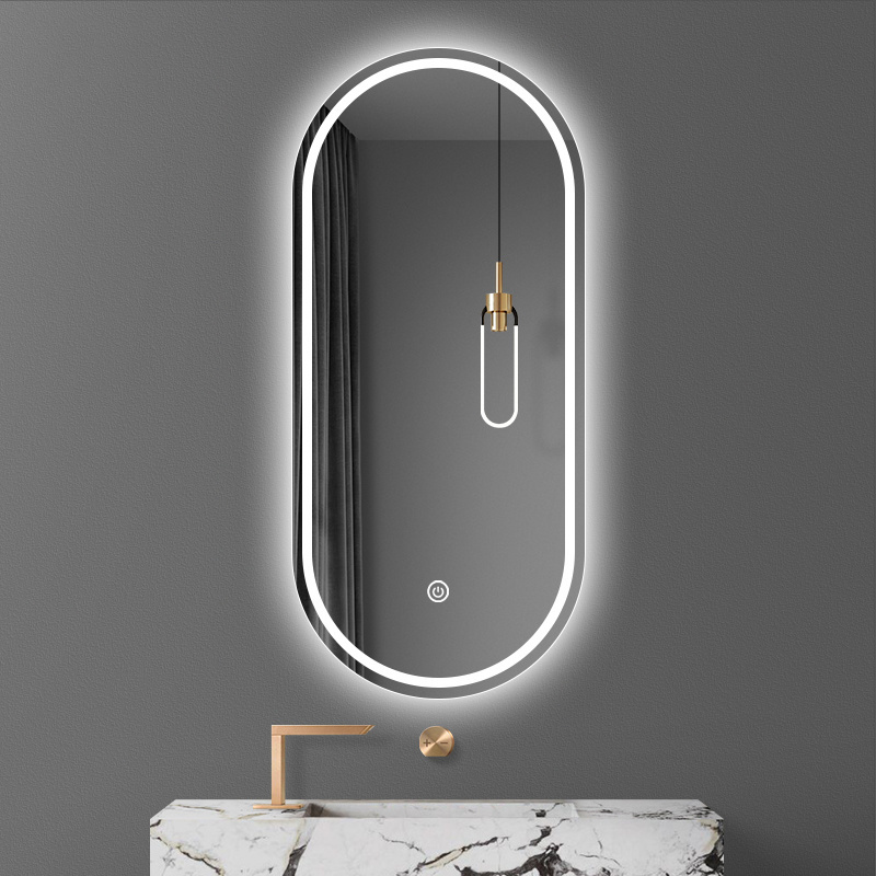 modern bath anti fog oval led shower mirror intellect led mirror with backlight and Front light makeup mirror with led light