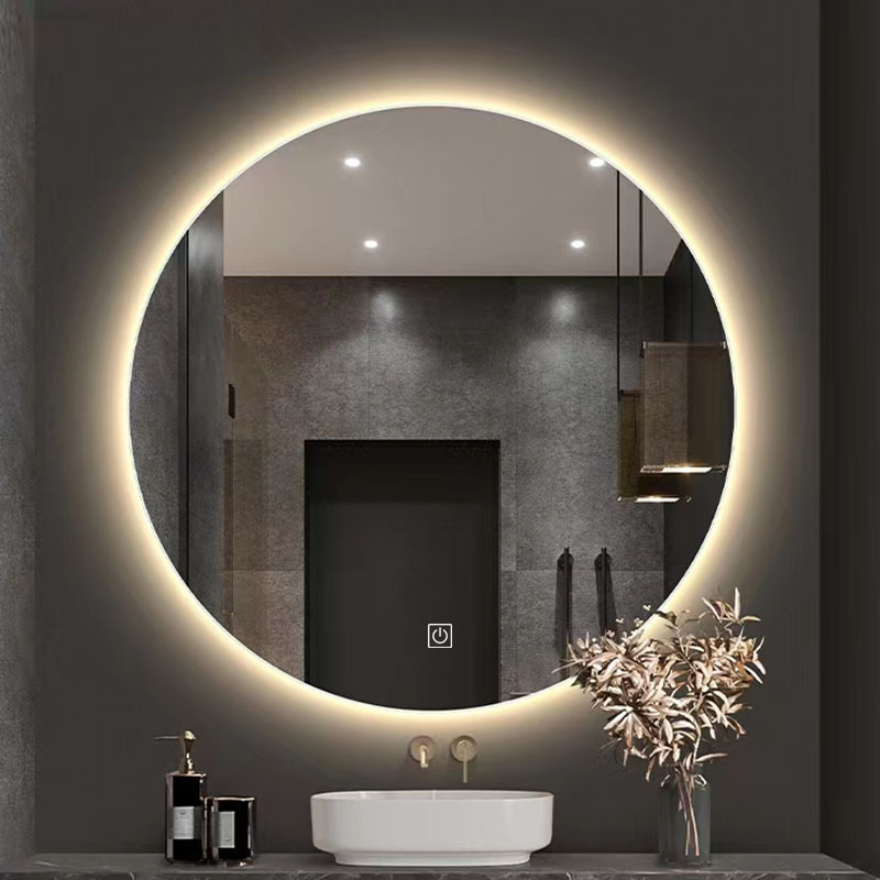 round Wall Hanging Backlit Smart Light Stylish  Back Lights Bath Makeup Mirror Bathroom LED Mirror With Sensor Touch Switch