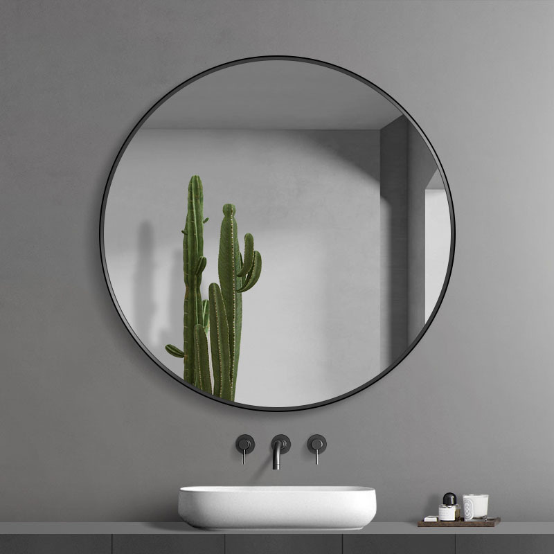 Black full wall mirror round Brushed Metal Frame Mirror for Living Room Bedroom Bathroom Circle Mirrors for Wall decor