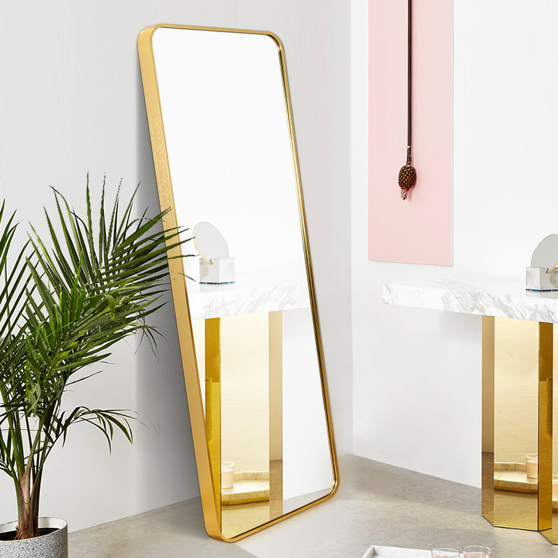 Aluminum frame rectangle full body floor dressing mirror back panel full length mirrors Standard Size Foot Length Stand Up