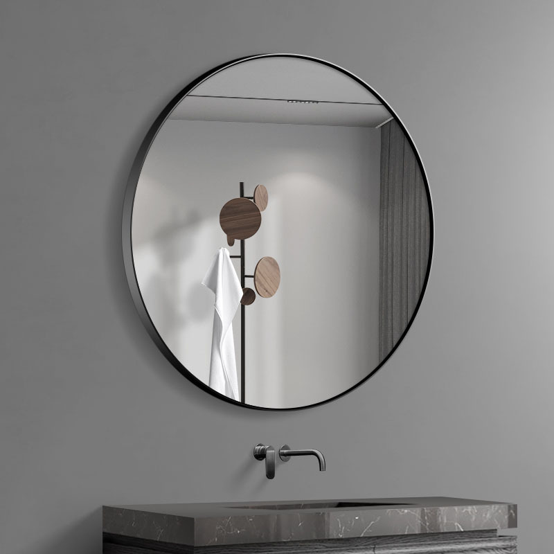 Black full wall mirror round Brushed Metal Frame Mirror for Living Room Bedroom Bathroom Circle Mirrors for Wall decor