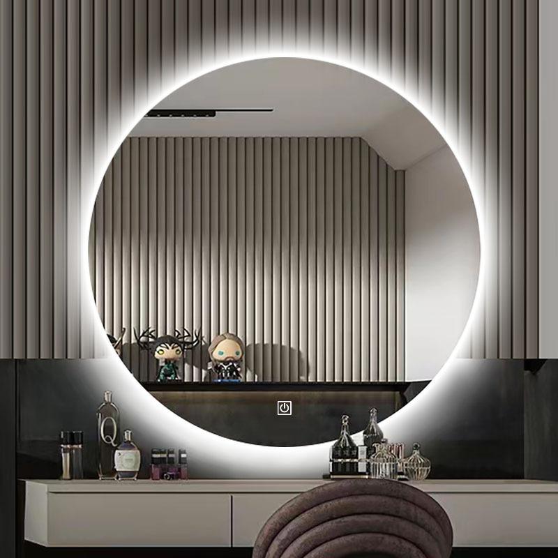 round Wall Hanging Backlit Smart Light Stylish  Back Lights Bath Makeup Mirror Bathroom LED Mirror With Sensor Touch Switch