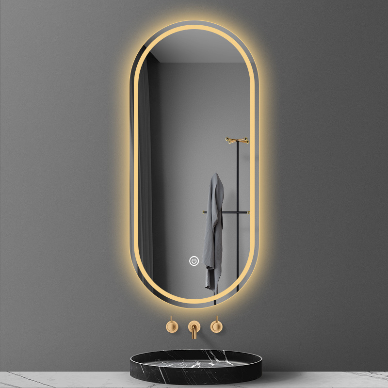 modern bath anti fog oval led shower mirror intellect led mirror with backlight and Front light makeup mirror with led light