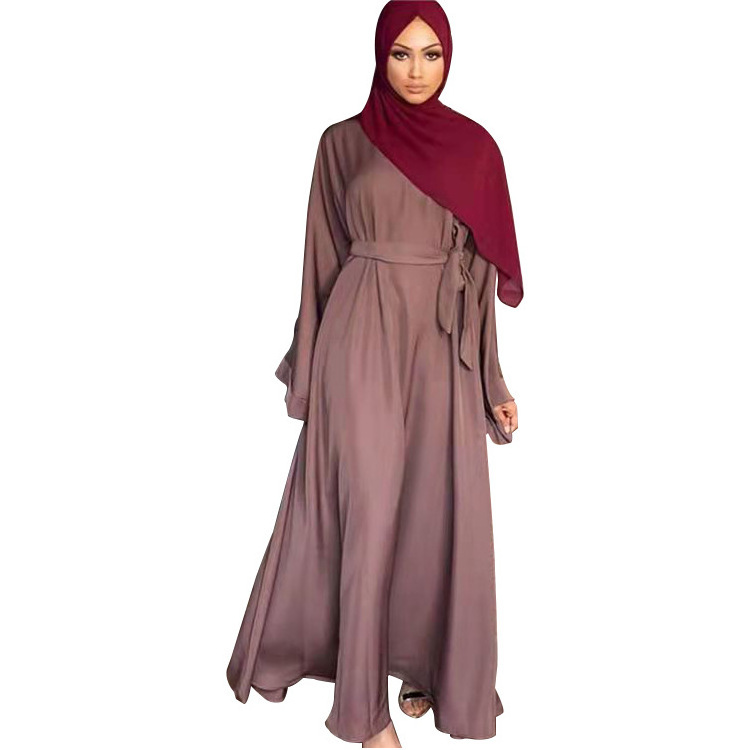 Latest Eid New Design Satin Dubai Abaya Designs Islamic Clothing Abaya Women Muslim Dress Front Open Abay