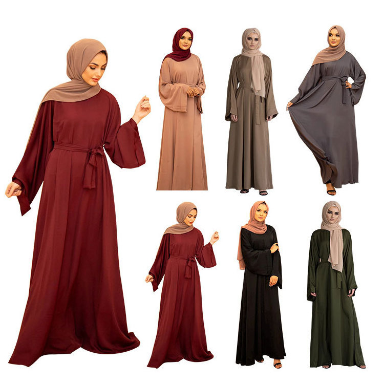 Latest Eid New Design Satin Dubai Abaya Designs Islamic Clothing Abaya Women Muslim Dress Front Open Abay