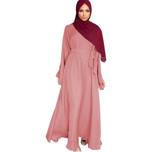 Latest Eid New Design Satin Dubai Abaya Designs Islamic Clothing Abaya Women Muslim Dress Front Open Abay