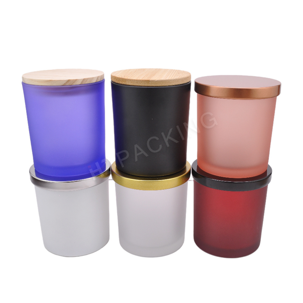 Wholesale Custom Recycled New Luxury Cylinder Empty Borosilicate Frosted Thick Glass Candle Jars With Lids For Candles