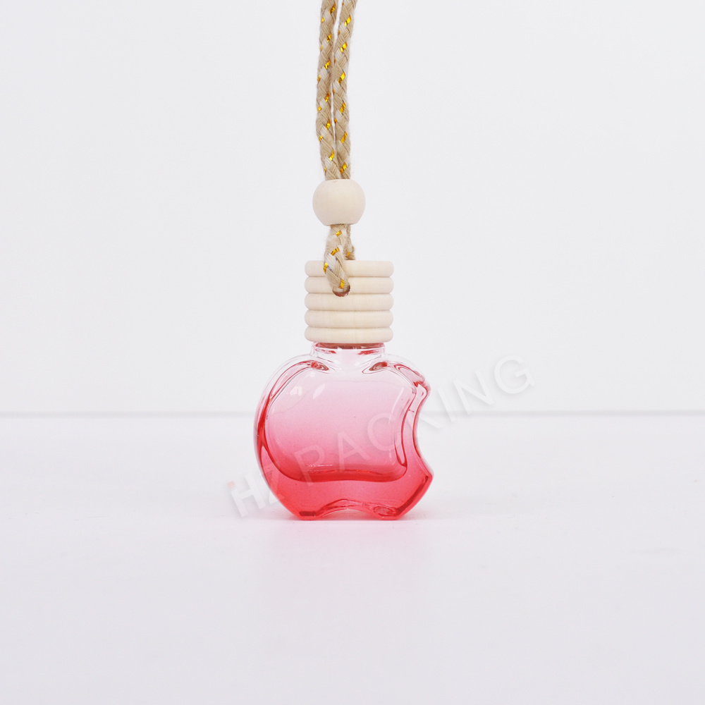 Wholesale 8ml Apple Shaped Glass Perfume Bottle Colorful Empty Car Air Freshener Bottles For Essential Oil