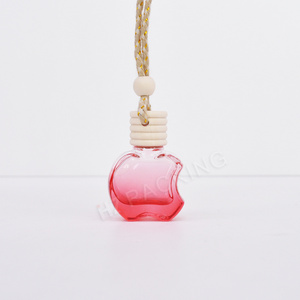 Wholesale 8ml Apple Shaped Glass Perfume Bottle Colorful Empty Car Air Freshener Bottles For Essential Oil