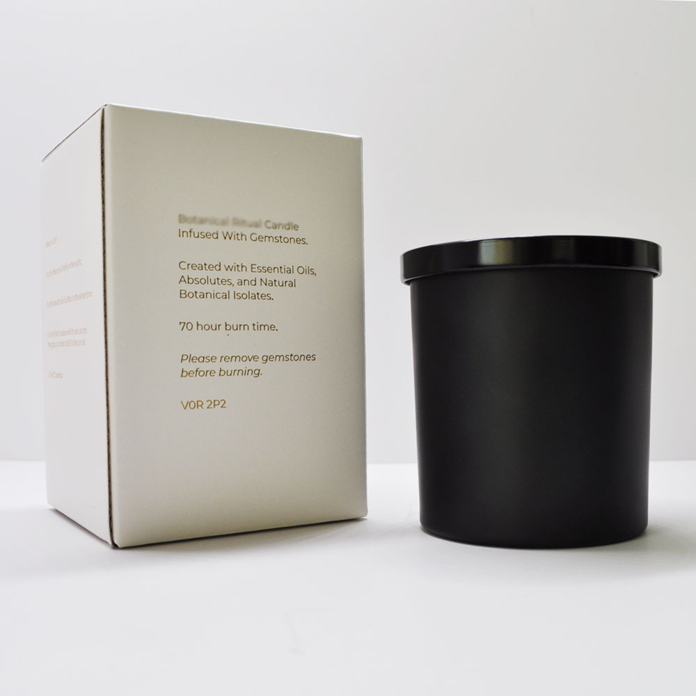 10 oz Matte Candle Vessels with wood/ black metal lids Packaging Box Custom Glass Clear Candle Jar for Candle Making