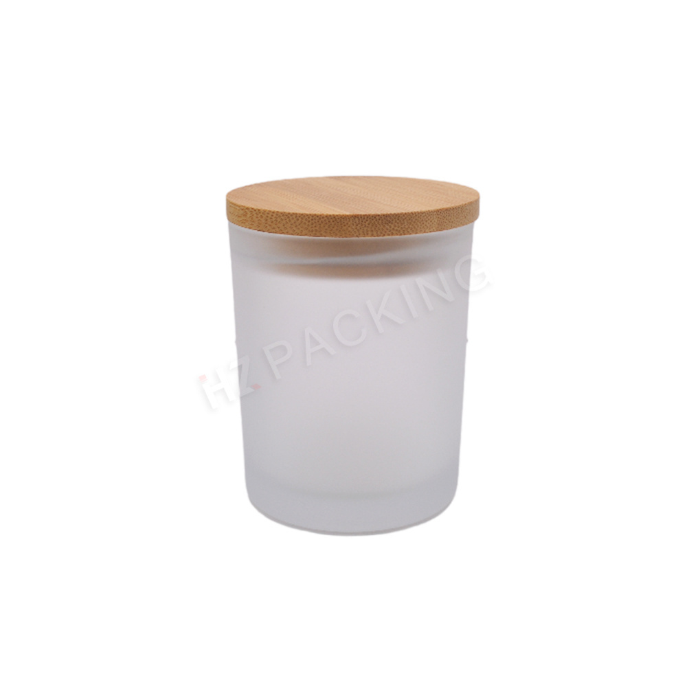 Warehouse 10oz Frosted Transparent Sublimation Blanks Small Tealight Glass Candle Jar With Wooden Lid