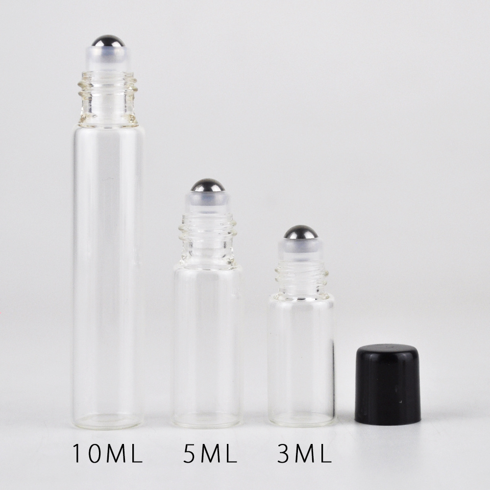 Stock Sample Mini Body Fragrance Essential Oil Perfume Roller Vials 1ml 2ml 3ml 5ml 10ml Clear Glass Roller Bottle