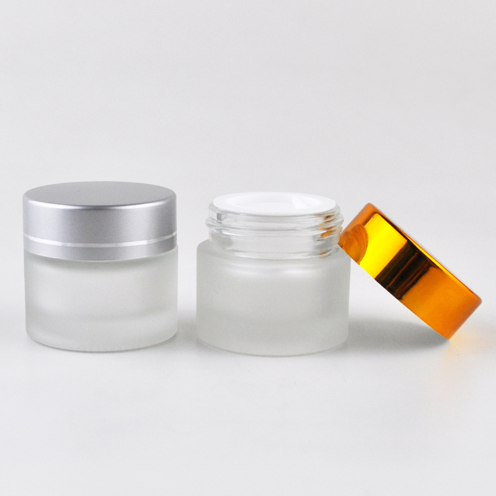 super march hot sale small empty 5g 10g 15g 20g 30g 50g 100g clear amber frosted glass cosmetic packaging glass jars for cream