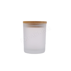 Warehouse 10oz Frosted Transparent Sublimation Blanks Small Tealight Glass Candle Jar With Wooden Lid