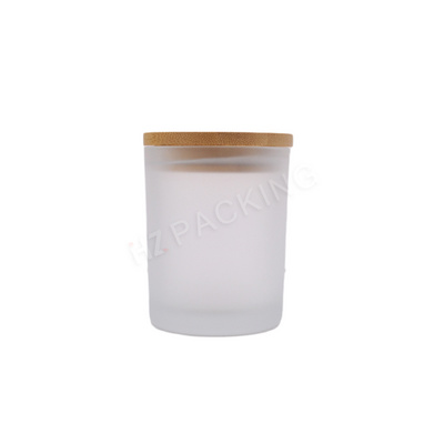 Warehouse 10oz Frosted Transparent Sublimation Blanks Small Tealight Glass Candle Jar With Wooden Lid