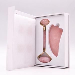 Rose Quartz Jade Roller Gua Sha Set Amethyst Green Pink White Jade Heart Shaped Gua Sha Stone And Face Roller Crystal Guasha