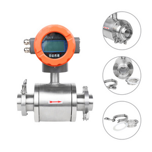 clamp Integrated sanitary industrial Food grade stainless steel flow meter  electromagnetic drinks wine milk flowmeter