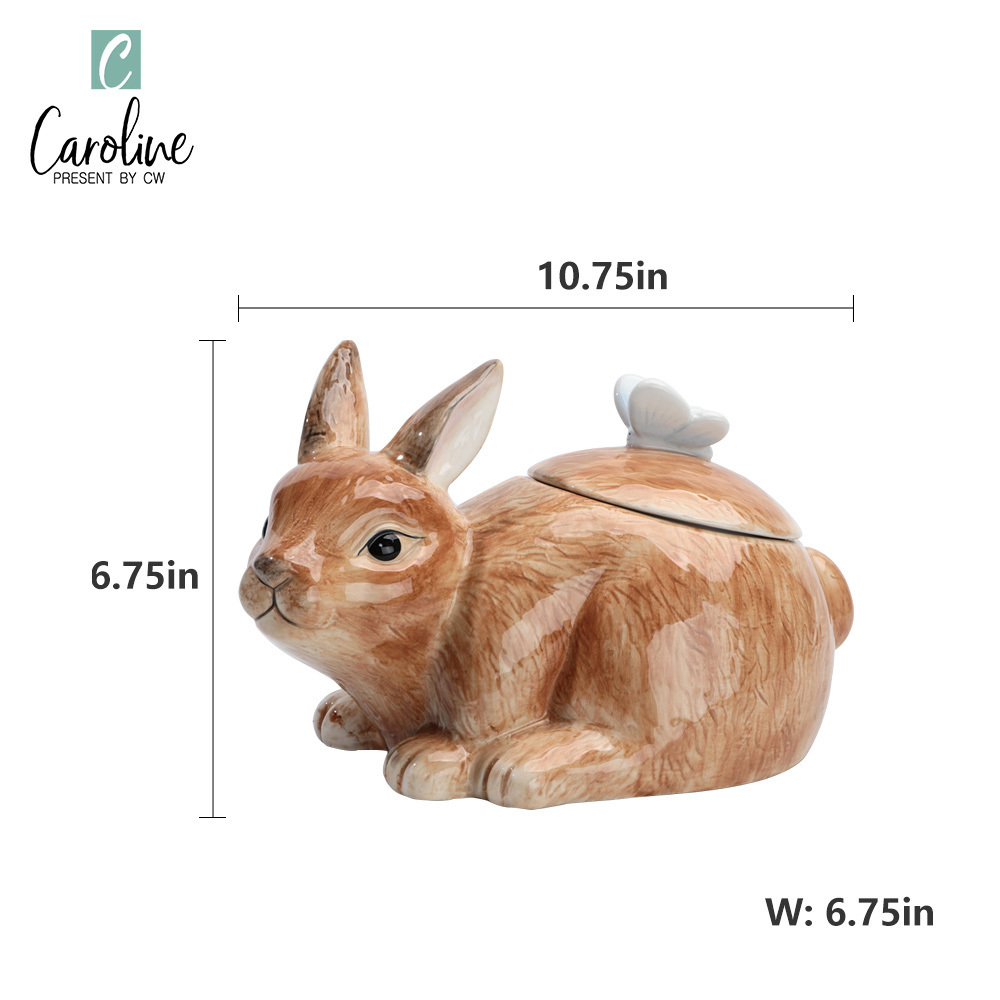 Caroline 3D Custom Home Decoration Easter Ceramic Animal Rabbit Bunny Cartoon Cookie Candy Canister Jars