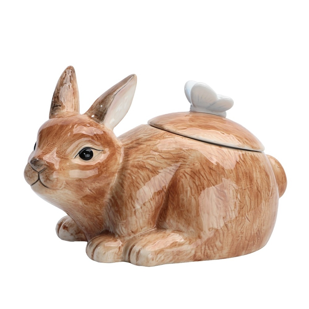 Caroline 3D Custom Home Decoration Easter Ceramic Animal Rabbit Bunny Cartoon Cookie Candy Canister Jars