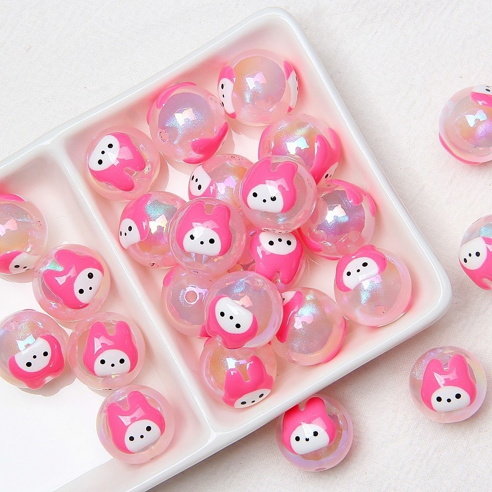 wholesale diy materials loose beads round cute hand painted acrylic beads for jewelry making