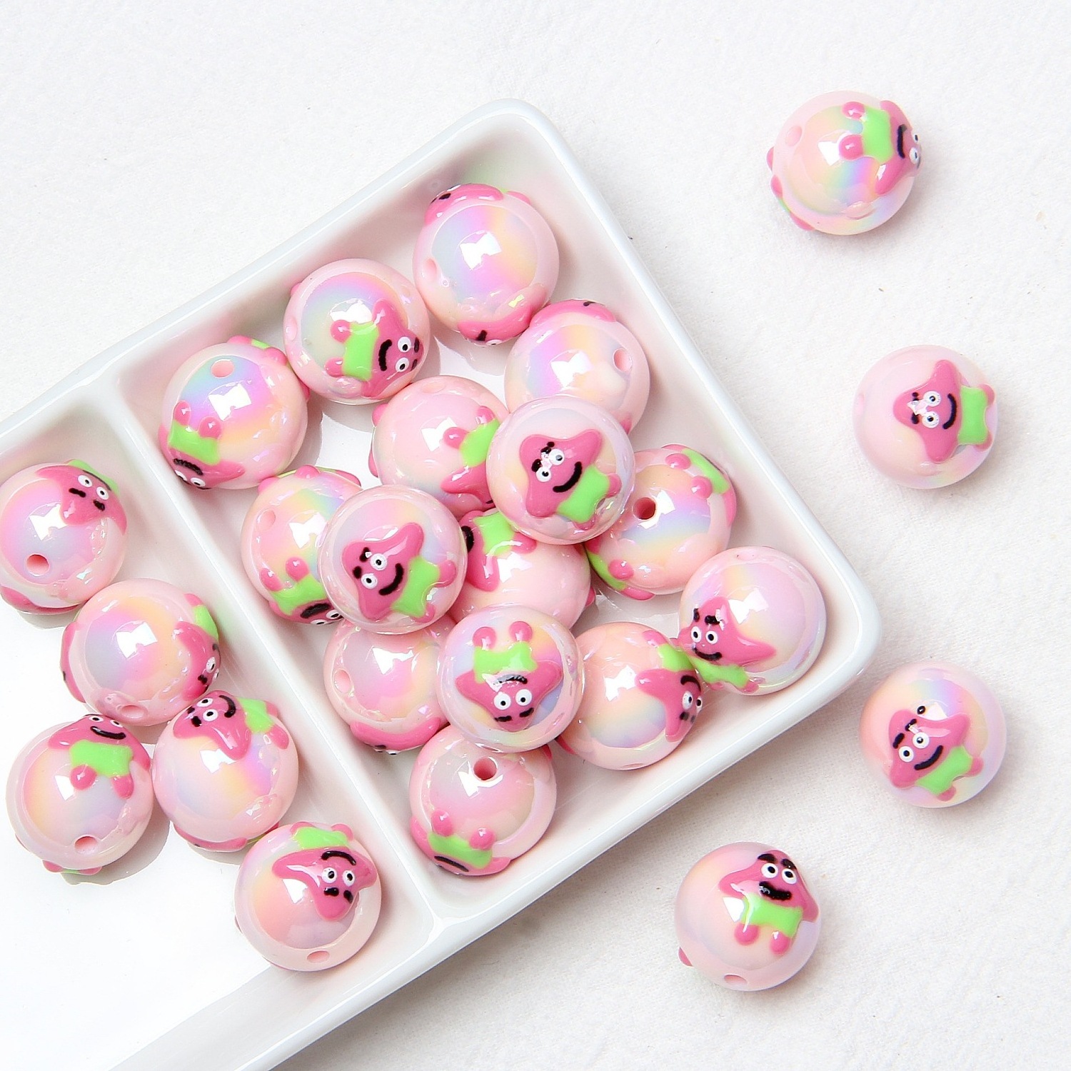 wholesale diy materials loose beads round cute hand painted acrylic beads for jewelry making