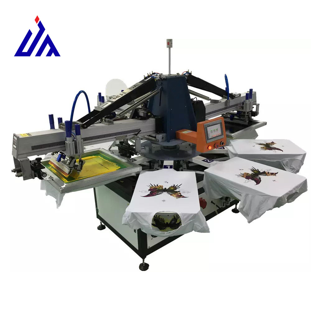 auto tshirt flat textile automatic silk screen printer printing rotary machine for t-shirt