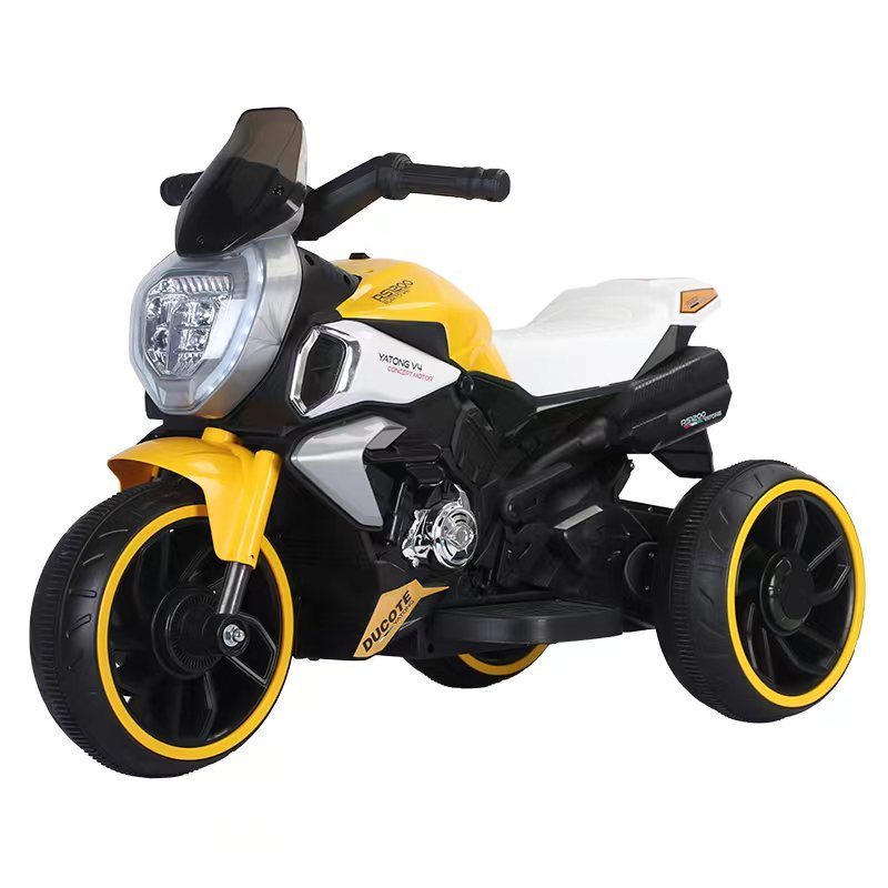 Hot Sale Children's Dual-Drive Electric Motorcycles Kid's Toy Cars with Cool Lights Manually Turn Handle Battery Power Wholesale