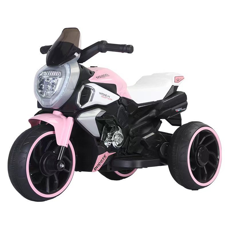 Hot Sale Children's Dual-Drive Electric Motorcycles Kid's Toy Cars with Cool Lights Manually Turn Handle Battery Power Wholesale