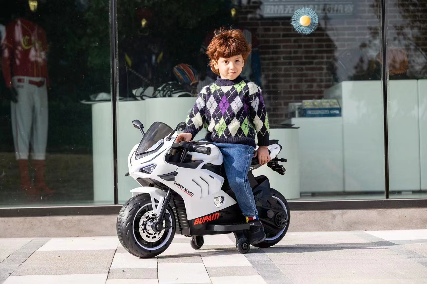 Stylish Cool kids' motorcycle With auxiliary wheel Rechargeable Electric motorcycle