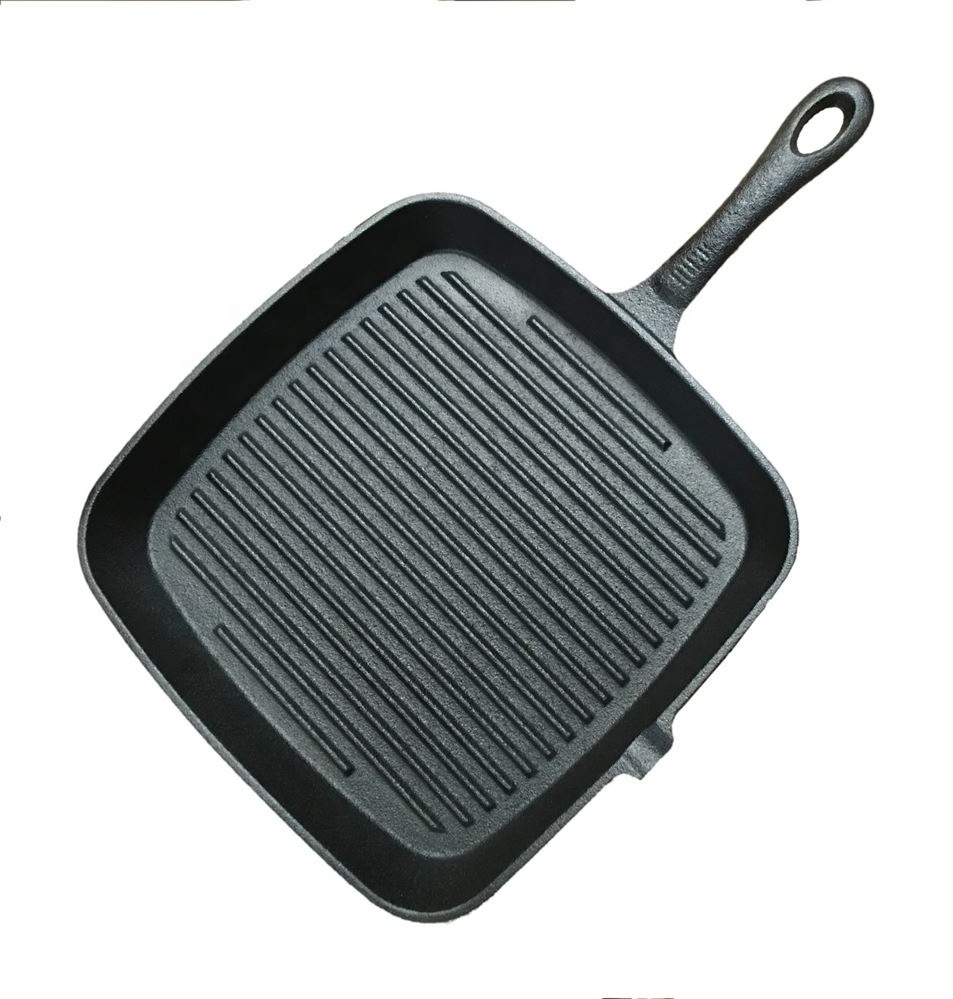 Square Cast Iron Grill Pan, Griddle Nonstick Stove Top Skillet,Chef Quality Perfect for Meats Steak Fish And Vegetables,Enameled