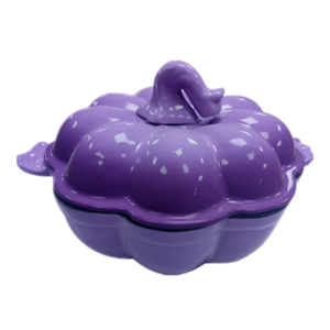 hot sale halloween enamel cast iron frying pot with pumpkin shape