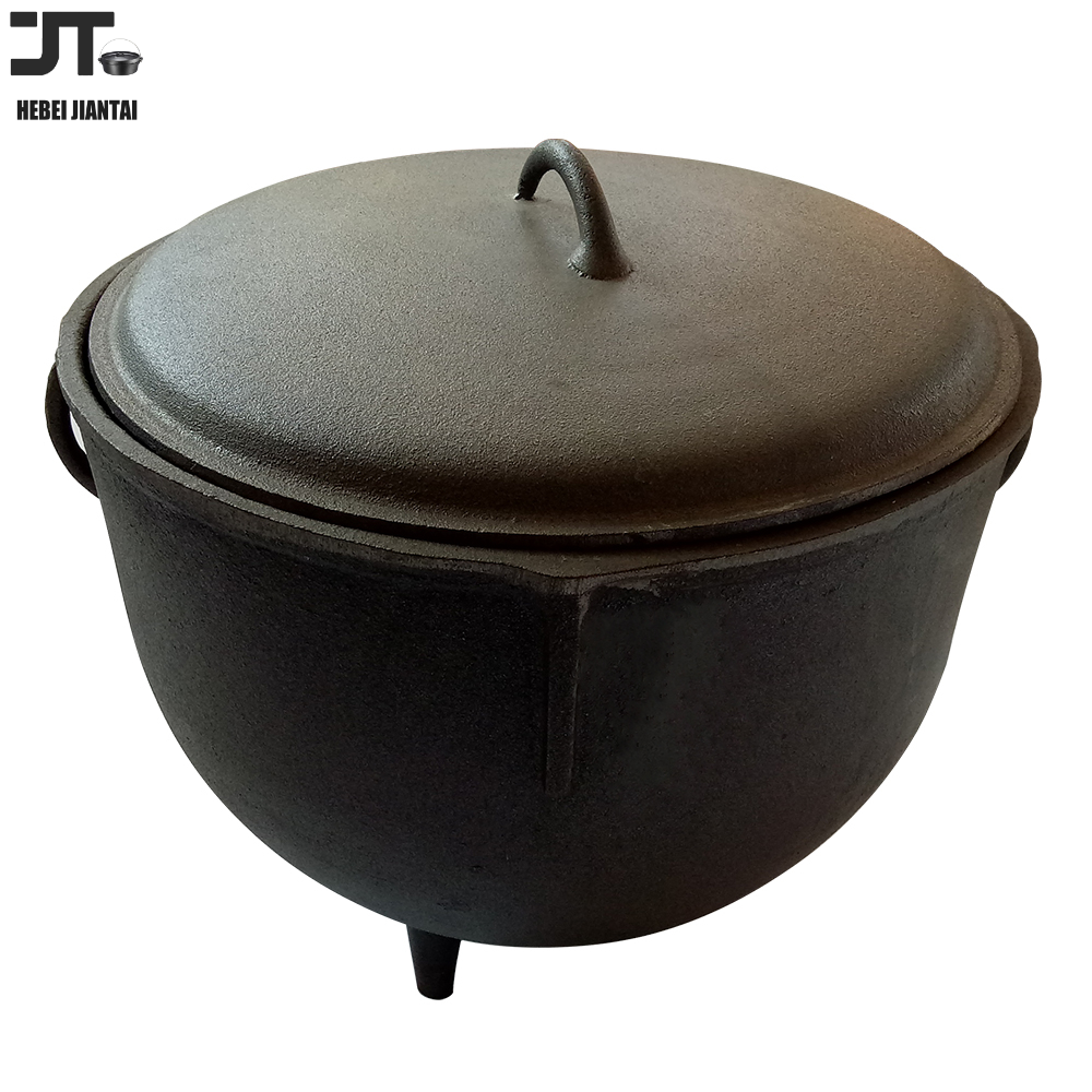 DIA 35cm Kazan for Making Pilaf/Plov Dutch Oven with Dual Handles Large Cooking Pot, Pre-seasoned Cast Iron Camping Cookware