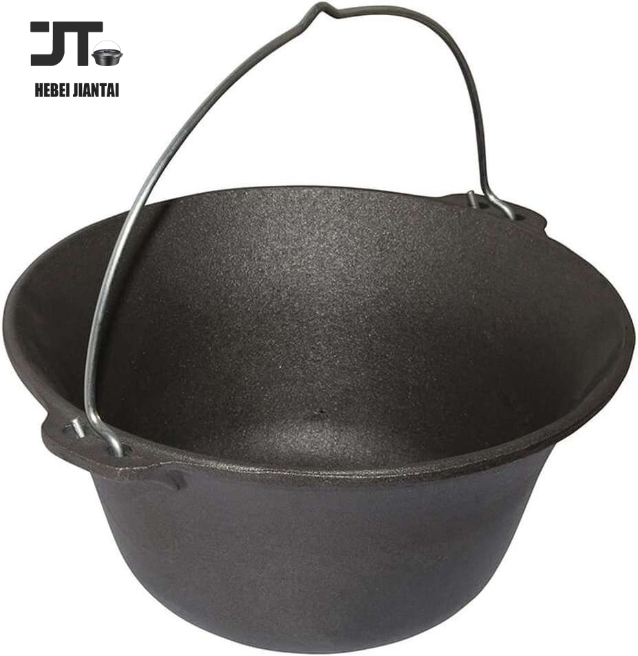 DIA 35cm Kazan for Making Pilaf/Plov Dutch Oven with Dual Handles Large Cooking Pot, Pre-seasoned Cast Iron Camping Cookware