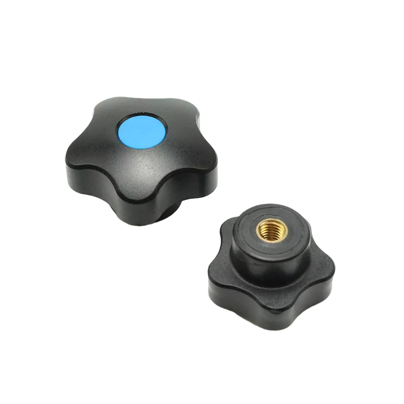 M6 M8 M10 M12 M16 Brass Insret Nuts Hand Tighten Black Plastic Open End Star Lobe Clamping Knob Female