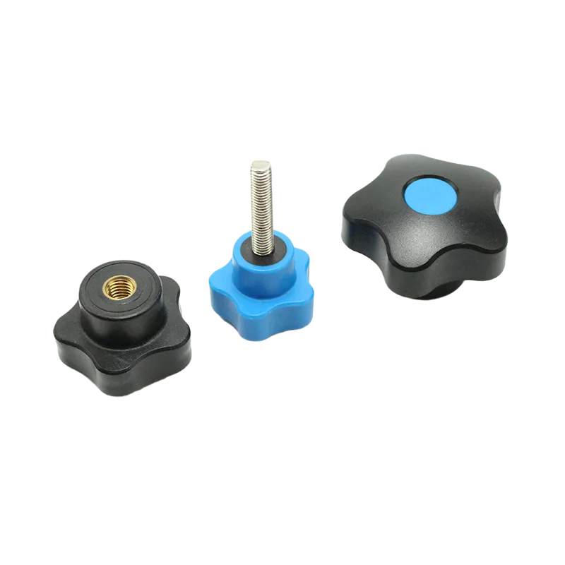 M6 M8 M10 M12 M16 Brass Insret Nuts Hand Tighten Black Plastic Open End Star Lobe Clamping Knob Female