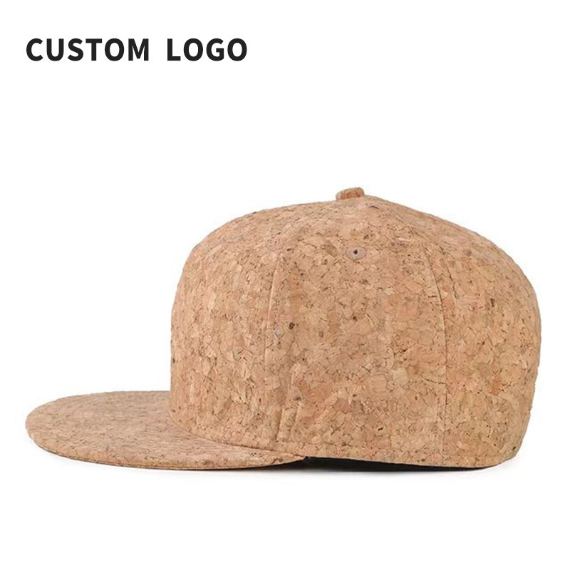 2022 New Comfortable Fabric Blank Flat Brim Cork Wooden Wholesale Custom Men Snapback Hats