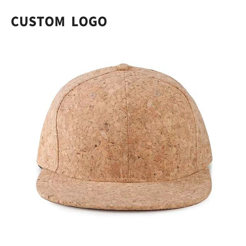 2022 New Comfortable Fabric Blank Flat Brim Cork Wooden Wholesale Custom Men Snapback Hats