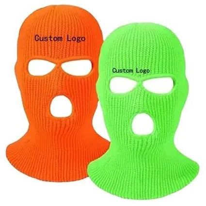 Unisex Acrylic  Winter Warm Knitted Hat Three-hole Hooded Robber Bandit Anti-terrorism Face Over Cycling Windproof Hat