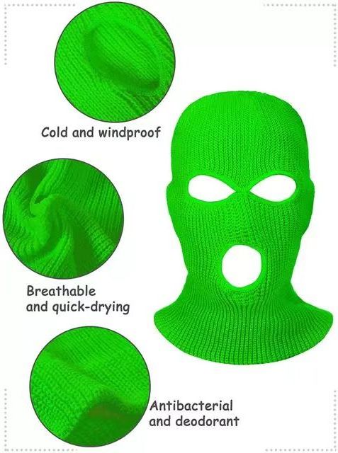 Unisex Acrylic  Winter Warm Knitted Hat Three-hole Hooded Robber Bandit Anti-terrorism Face Over Cycling Windproof Hat