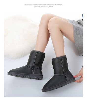 Customizable Classic Cow Suede Leather Winter Warm Short Australia Sheepskin Shearling Snow Boots for Women