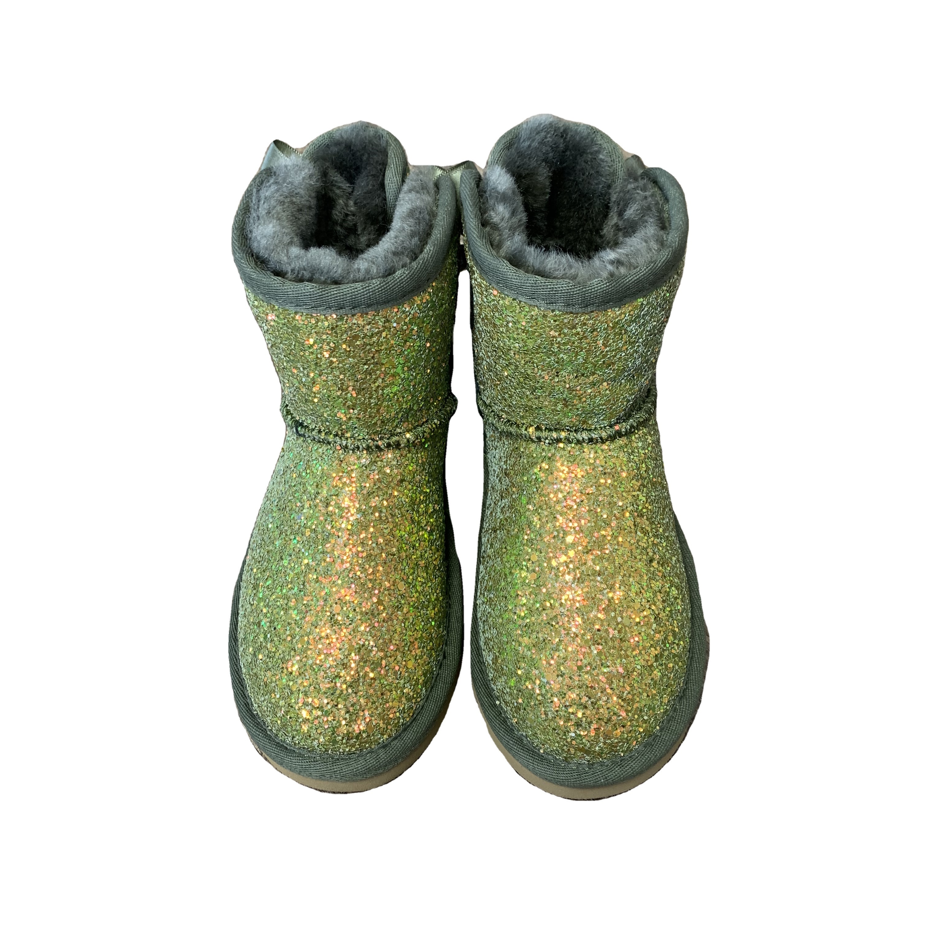 Sparkle shoes Genuine Sheepskin Shoes Furry Raccoon Fur Trimed Kids Women Winter Fur Snow Boots with bows