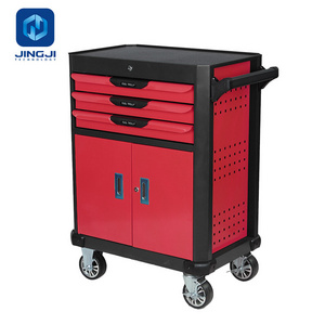 Workshop steel roller toolbox and tool trolley with roller cabinet comes with handle tools set for cart repair