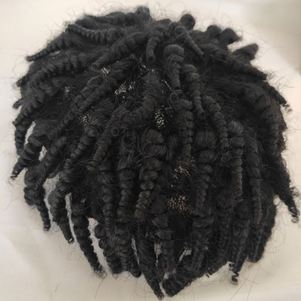 2022 New Toupee For Men Mono Afro Curly Hair System Unit for Black Men Male Hair Prosthesis 100% Human Hair Men's Wig