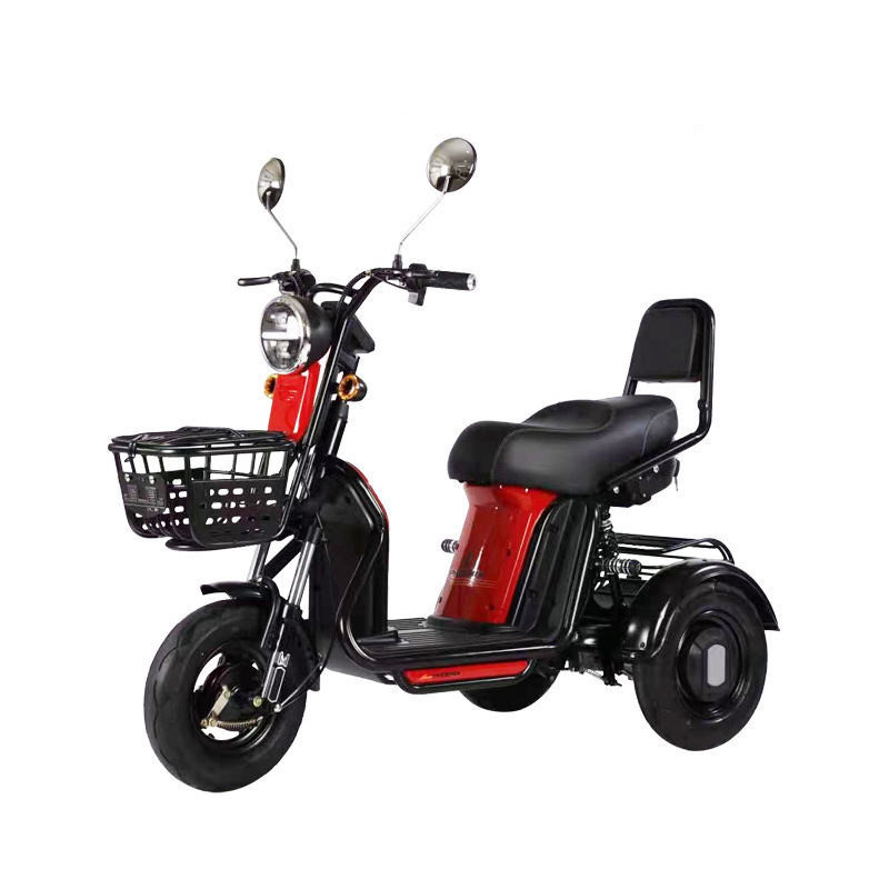 Large storage space long battery life 3 wheel safe stable electric tricycle with front and rear  baskets 3.00-8 vacuum tires