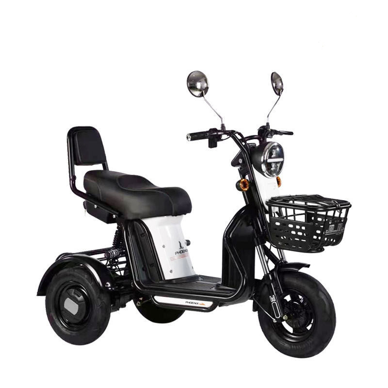 Large storage space long battery life 3 wheel safe stable electric tricycle with front and rear  baskets 3.00-8 vacuum tires