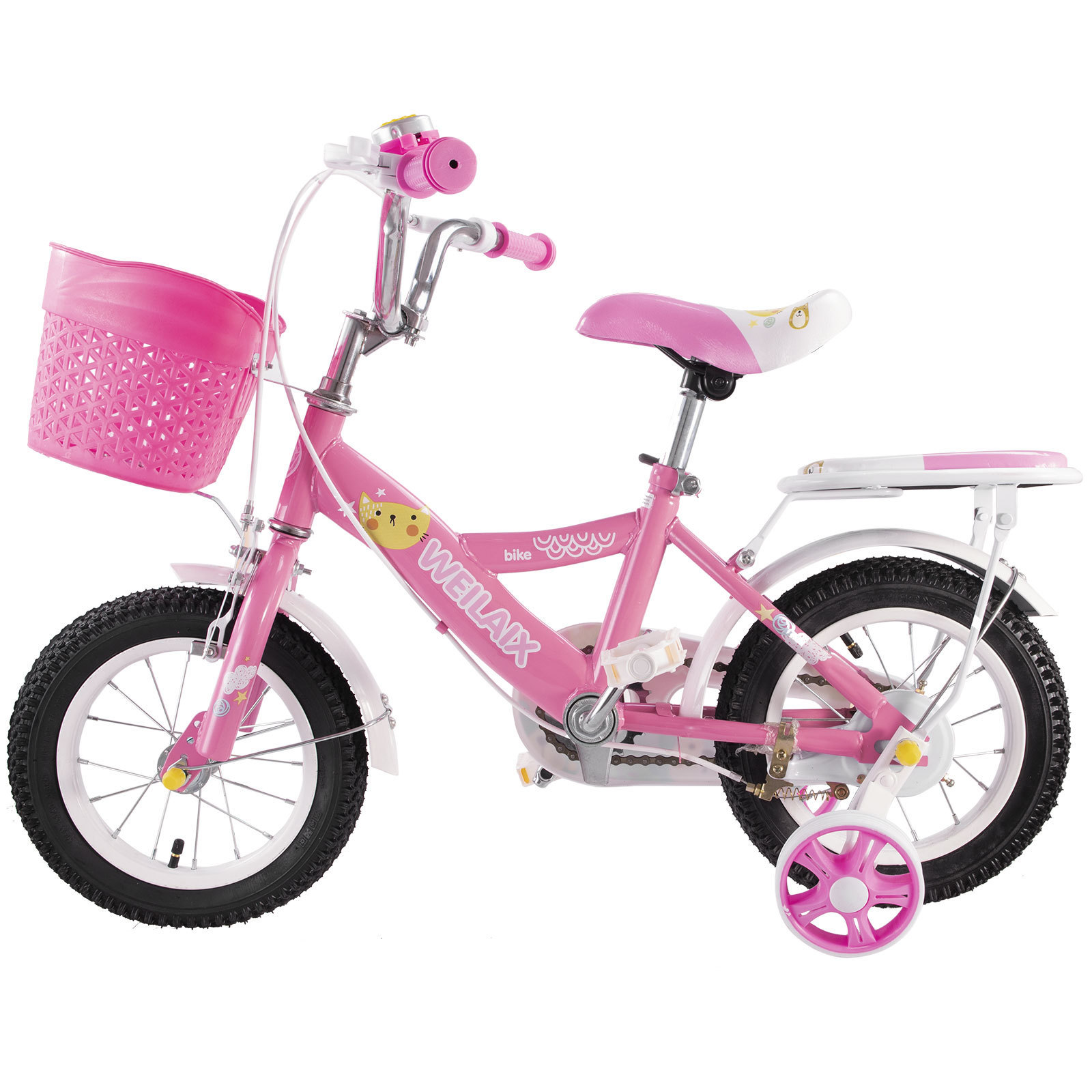 Pink Kids Bike 12-20 Inch Wheels Training Wheels Included Boys and Girls Ages 3-12 Years Old