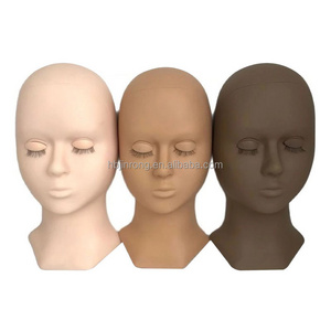 Training Soft Silicone Flat Head Practice Mannequin Head with Replaceable Eyelids For Eyelash Extension