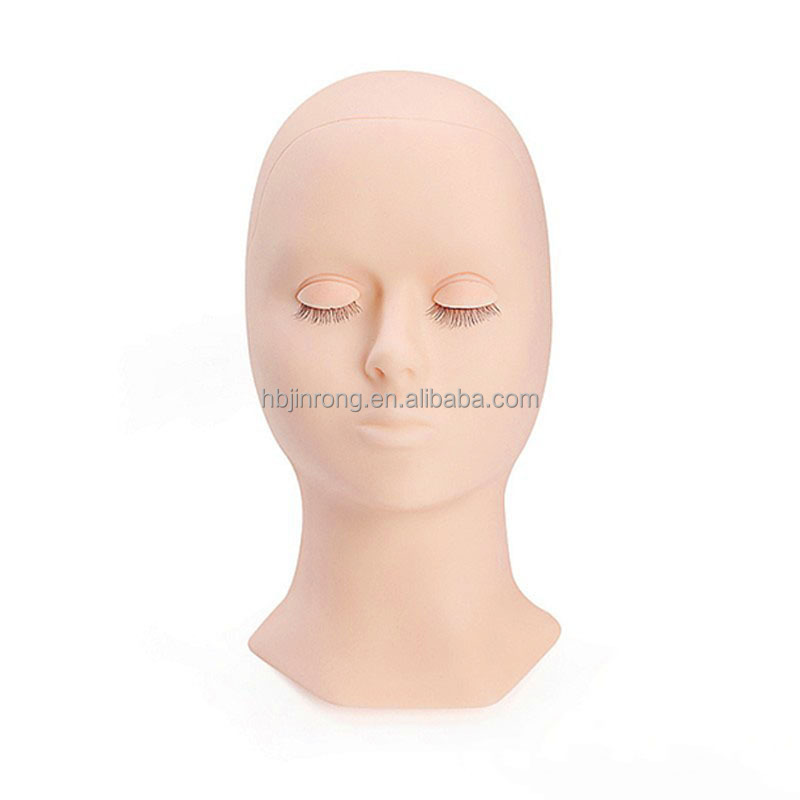 Training Soft Silicone Flat Head Practice Mannequin Head with Replaceable Eyelids For Eyelash Extension